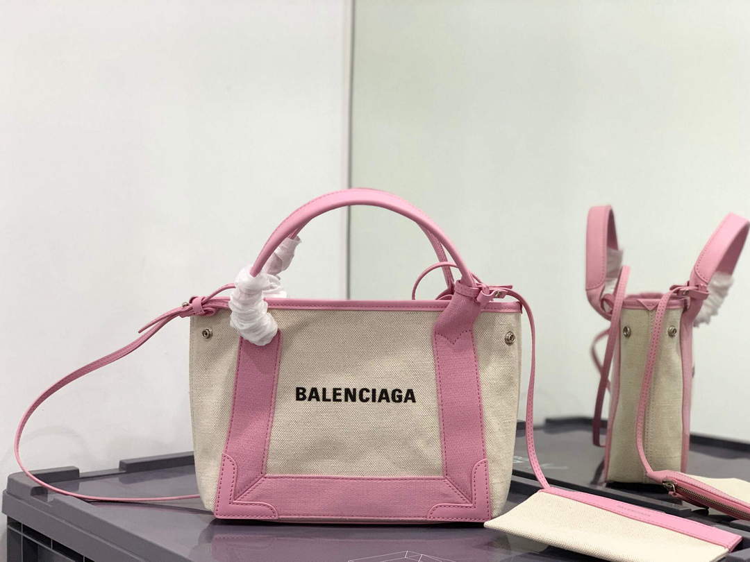 Balenciaga 390346 Women’s Navy Xs Tote Bag Pink Balenciaga 390346 Women’s Navy Xs Tote Bag Pink