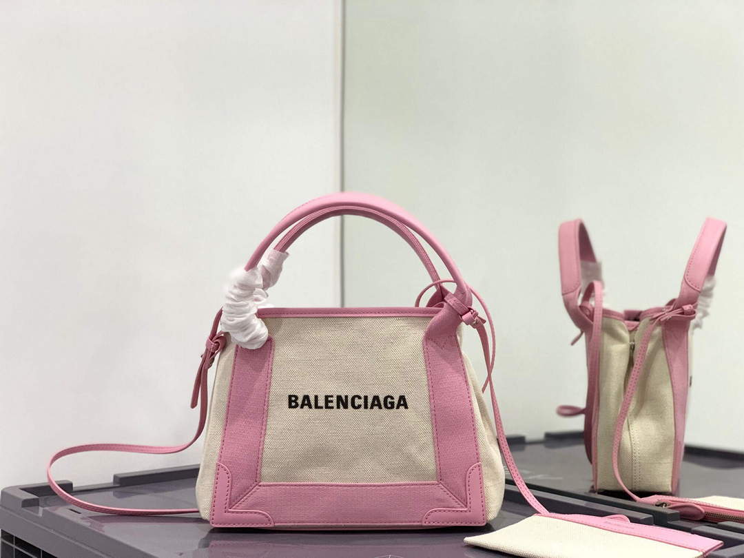 Balenciaga 390346 Women’s Navy Xs Tote Bag Pink Balenciaga 390346 Women’s Navy Xs Tote Bag Pink
