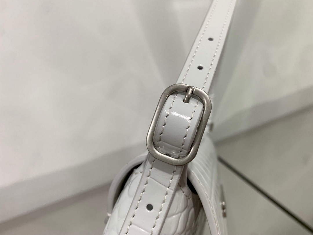 Balenciaga 695645 Women’s XX Small Flap Bag Crocodile Embossed In White Balenciaga 695645 Women’s Xx Small Flap Bag Crocodile Embossed In White