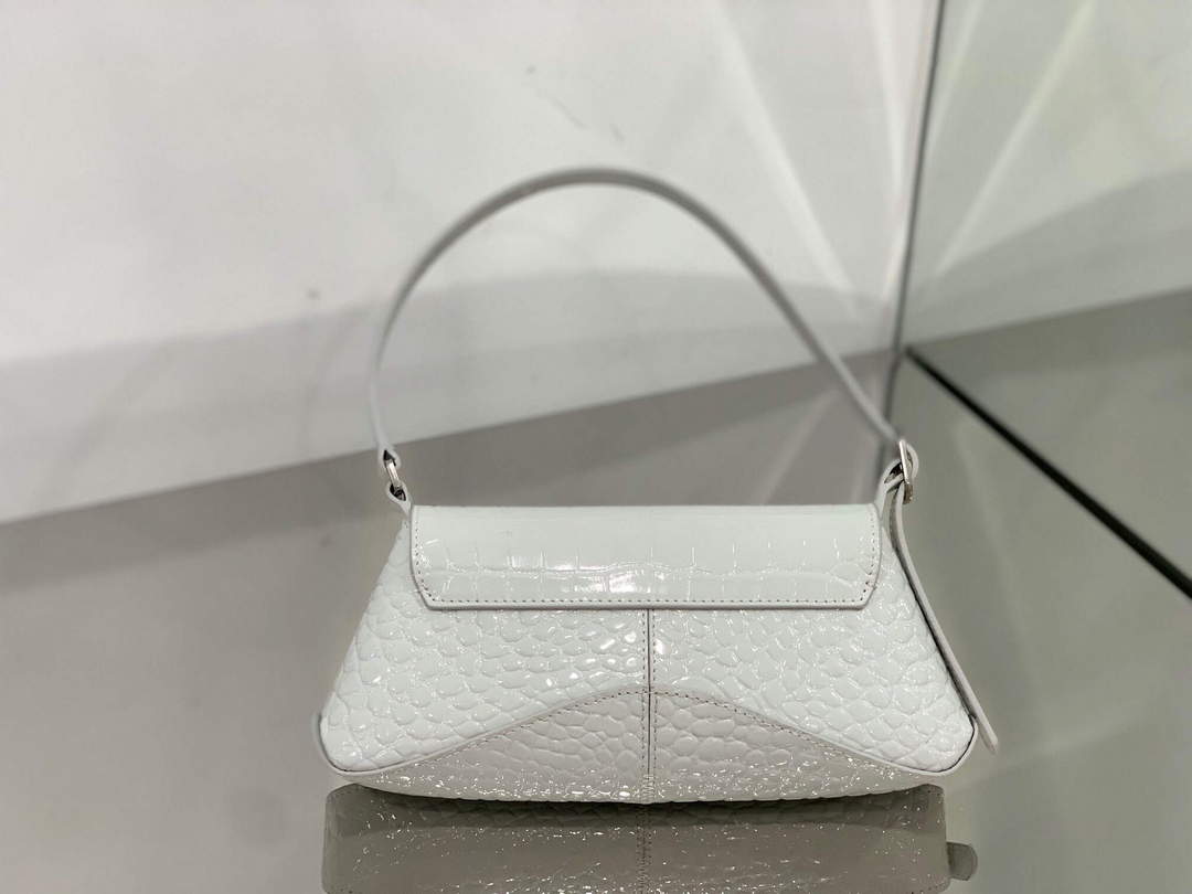 Balenciaga 695645 Women’s XX Small Flap Bag Crocodile Embossed In White Balenciaga 695645 Women’s Xx Small Flap Bag Crocodile Embossed In White