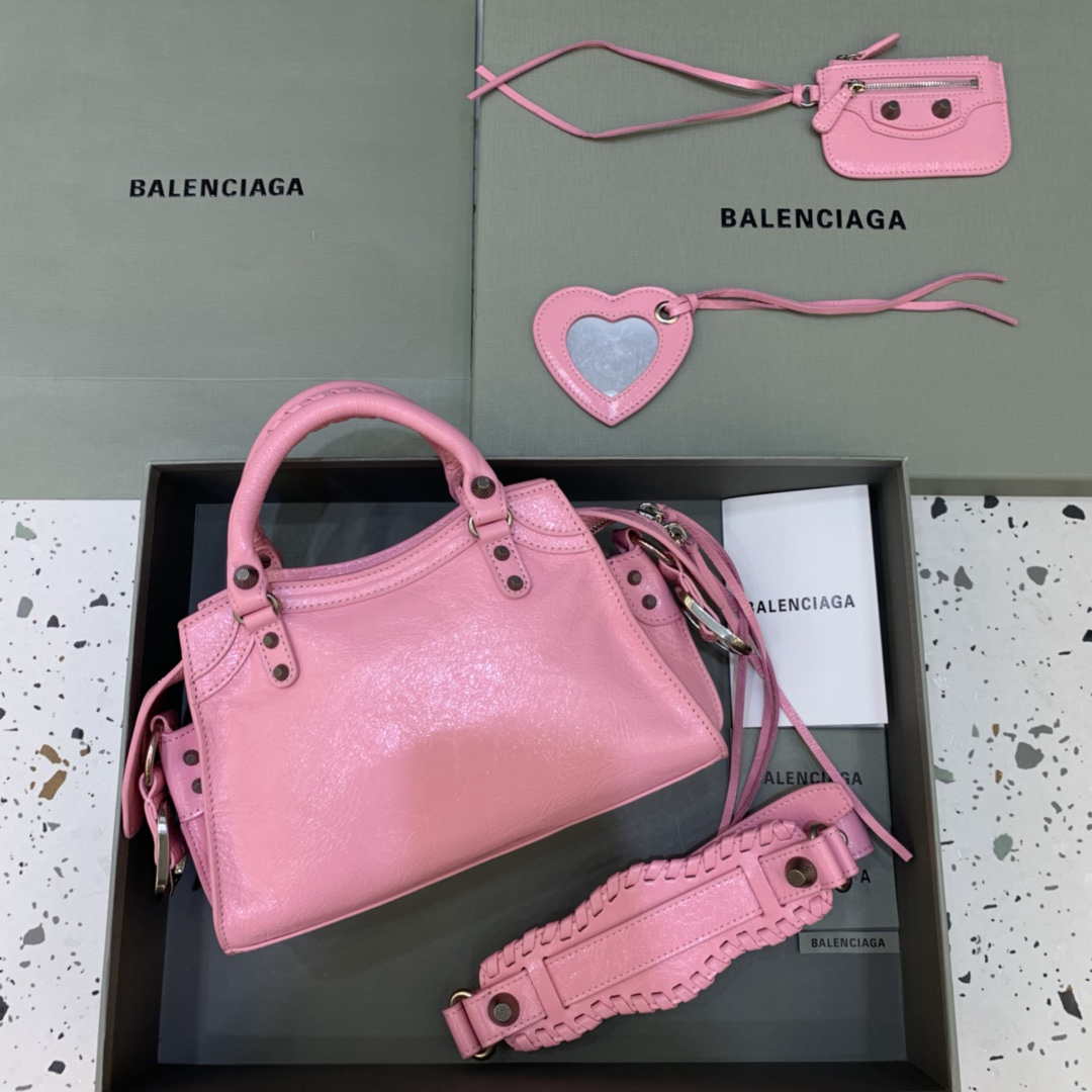 Balenciaga 700940210B Neo Cagole City Handbag in Pink Arena Lambskin Balenciaga 700940210B Neo Cagole City Handbag In Pink Arena Lambskin
