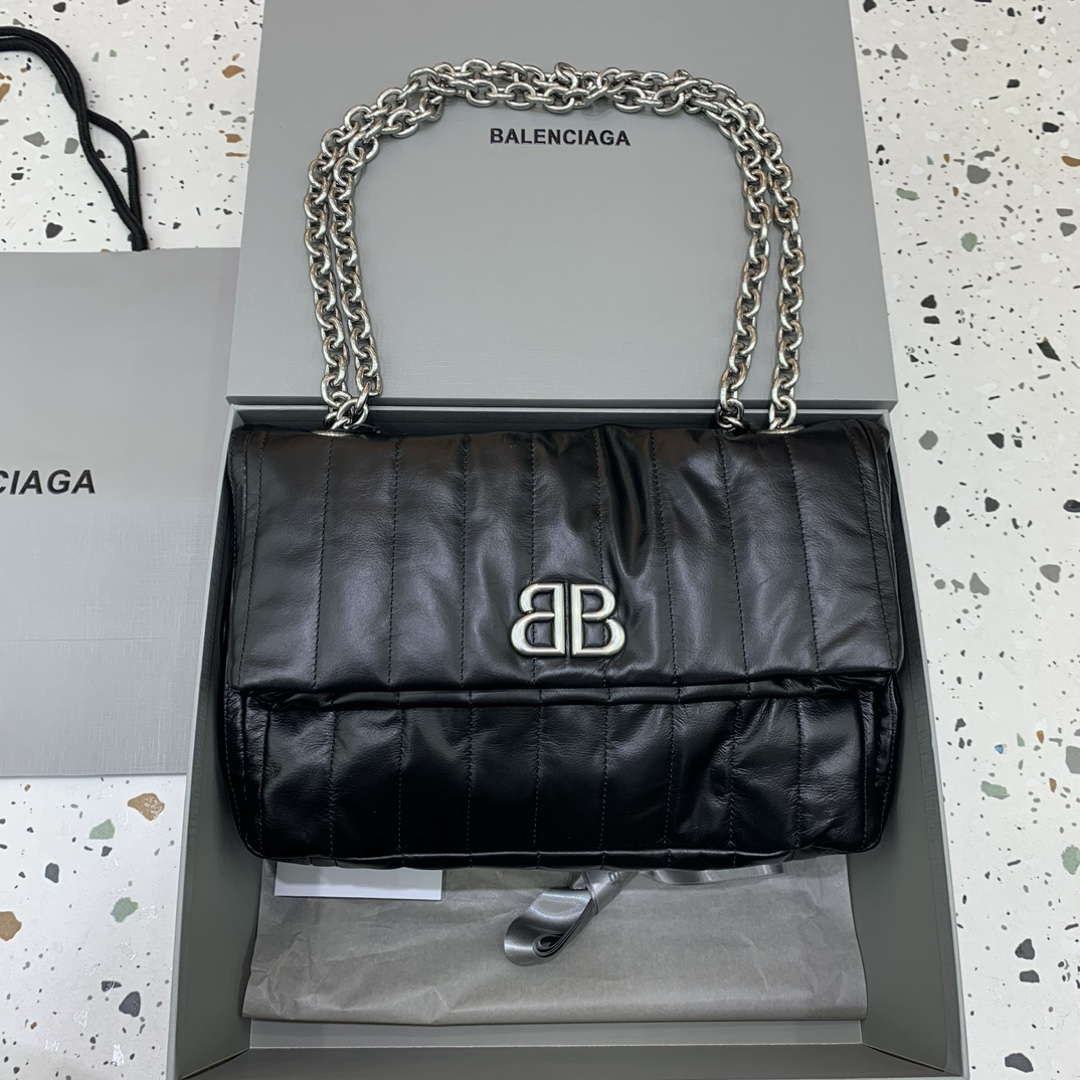 Balenciaga 7816722 Women’s Monaco Mini Bag Quilted in Black