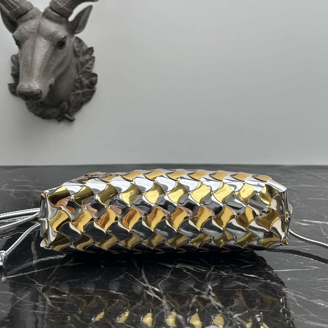 Bottega Veneta BV 585852 Mini Pouch Silver gold Bag Bottega Veneta Bv 585852 Mini Pouch Silver Gold Bag