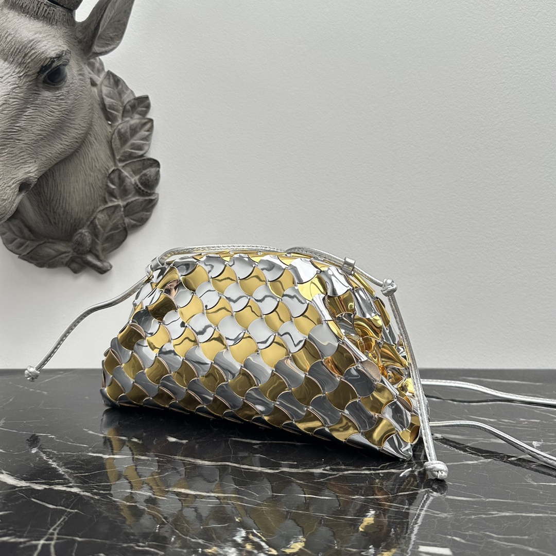 Bottega Veneta BV 585852 Mini Pouch Silver gold Bag Bottega Veneta Bv 585852 Mini Pouch Silver Gold Bag