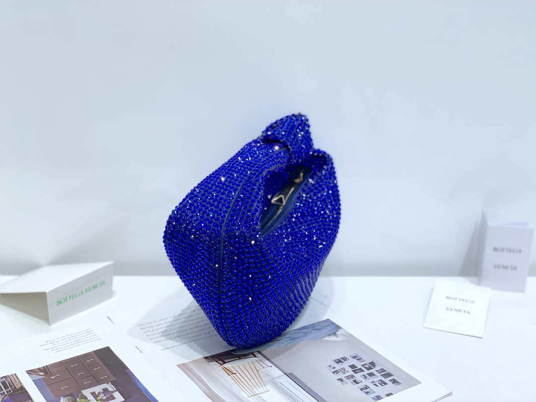 Bottega Veneta BV 651876 mini Jodie Rhinestones Blue Bottega Veneta Bv 651876 Mini Jodie Rhinestones Blue