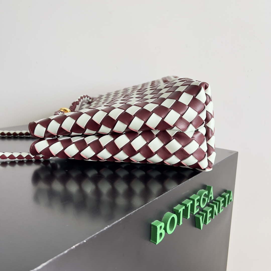 Bottega Veneta BV 777527 Medium Andiamo Wine Red & White Bottega Veneta Bv 777527 Medium Andiamo Wine Red & White