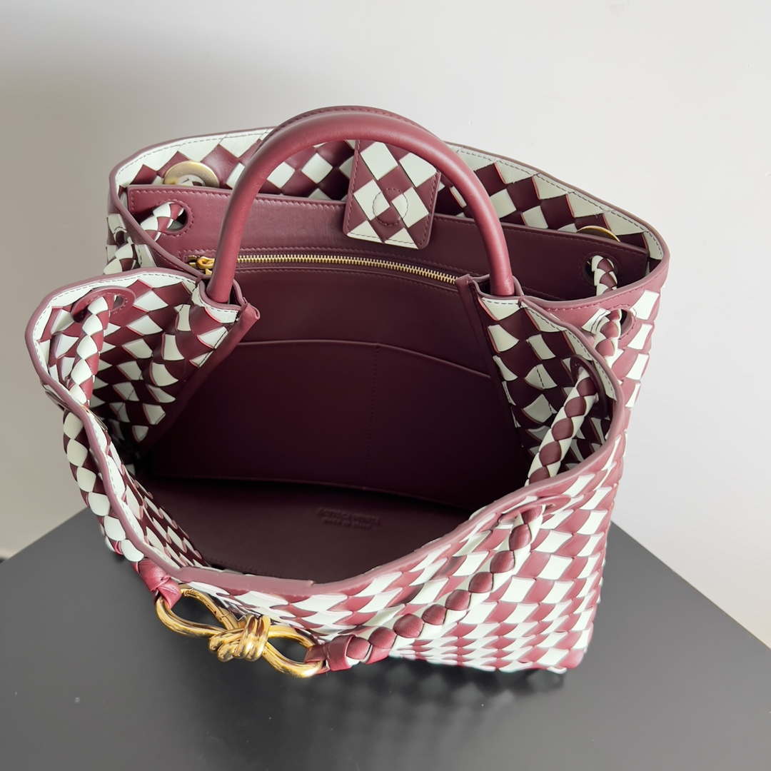 Bottega Veneta BV 777527 Medium Andiamo Wine Red & White Bottega Veneta Bv 777527 Medium Andiamo Wine Red & White