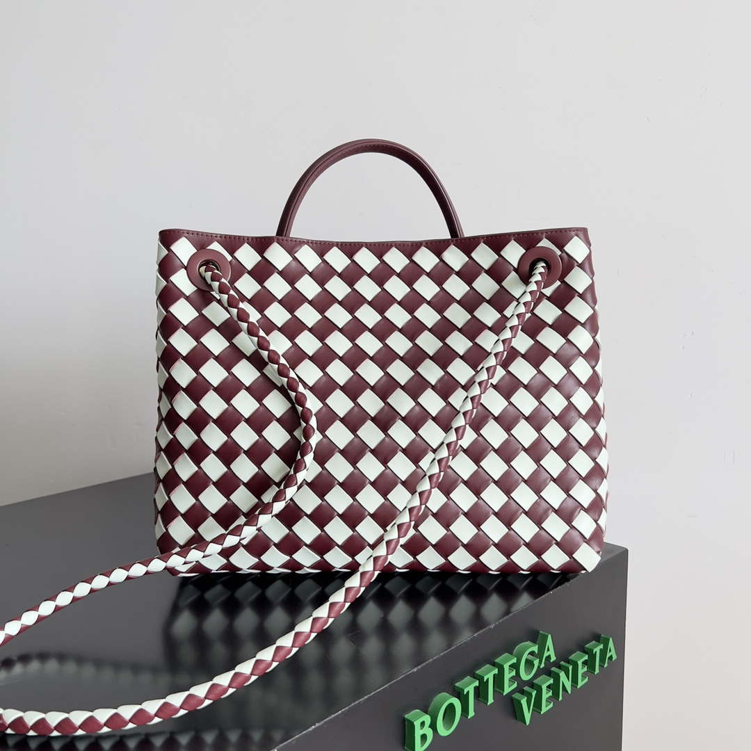 Bottega Veneta BV 777527 Medium Andiamo Wine Red & White Bottega Veneta Bv 777527 Medium Andiamo Wine Red & White