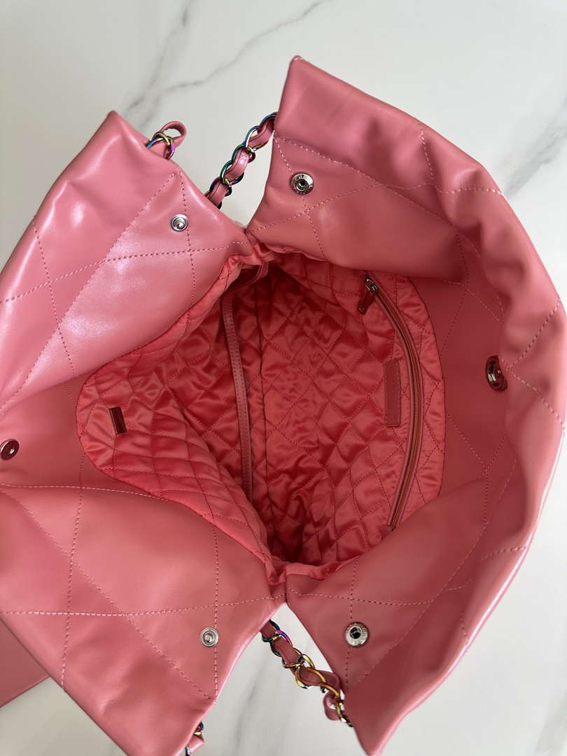 Chanel 22 AS3260 Small Handbag Shiny Calfskin Pink Symphony Hardware