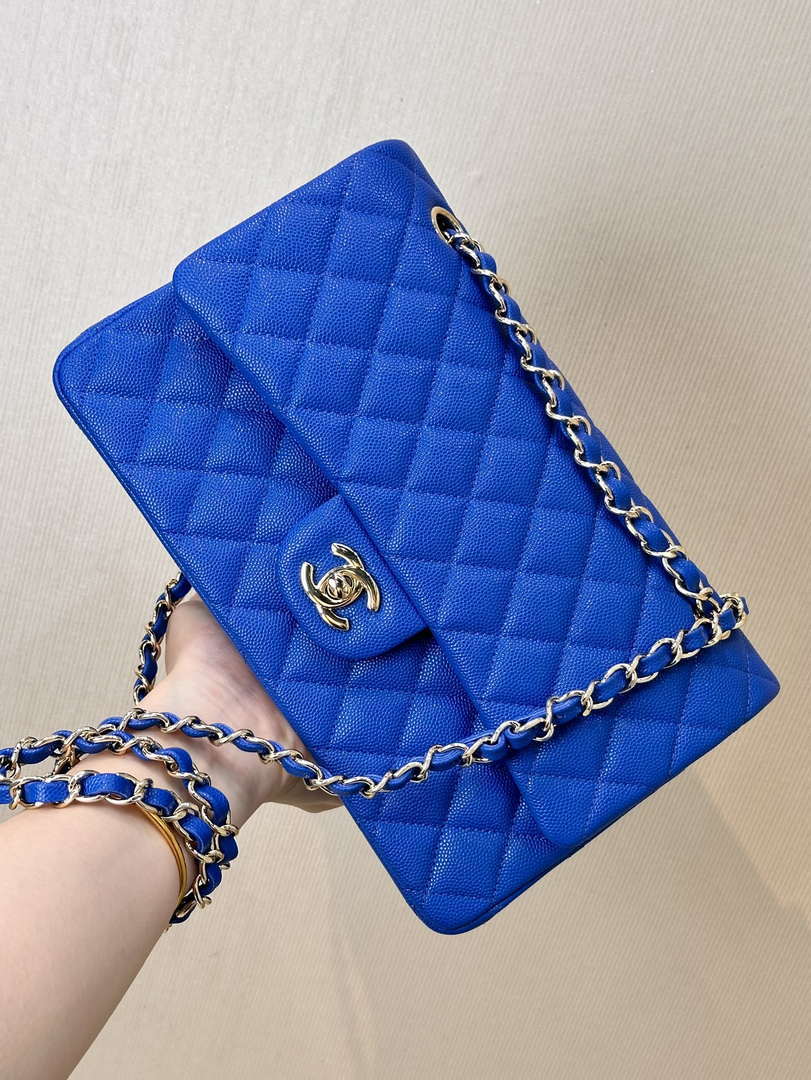 Chanel A01112 Flap Classic 11.12 Handbag Calfskin Blue