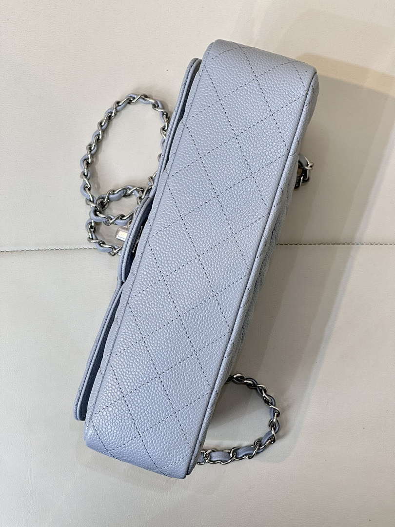 Chanel A01112 Flap Classic 11.12 Handbag Calfskin Sewing Edge Haze Blue