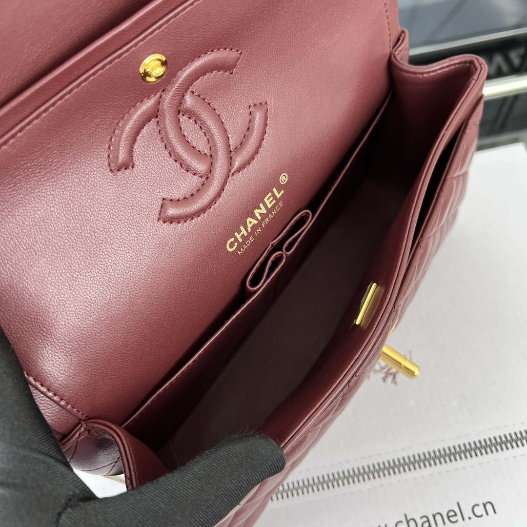 Chanel A01117 Flap Handbag Classic Bag Wine Red Lambskin