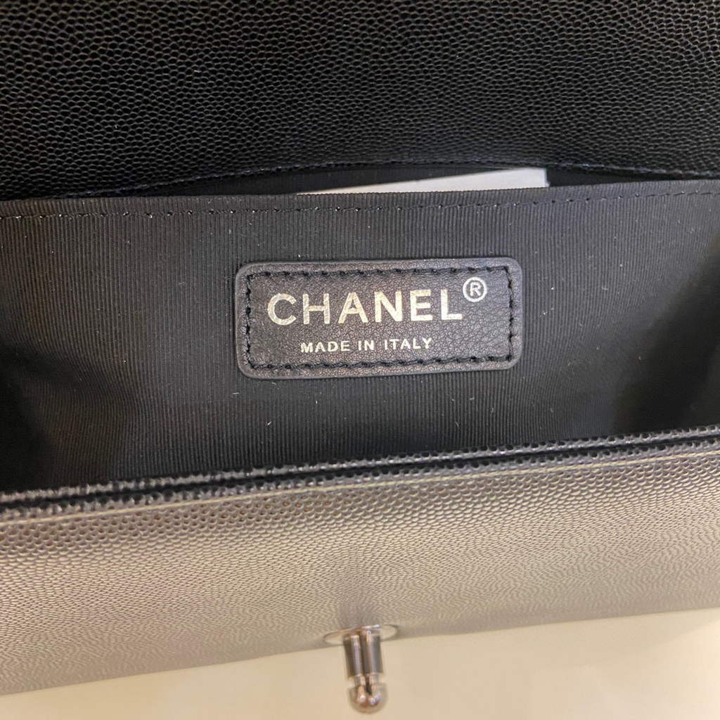 Chanel A67086 Boy Handbag Black Leather Light Black Chanel A67086 Boy Handbag Black Leather Light Black