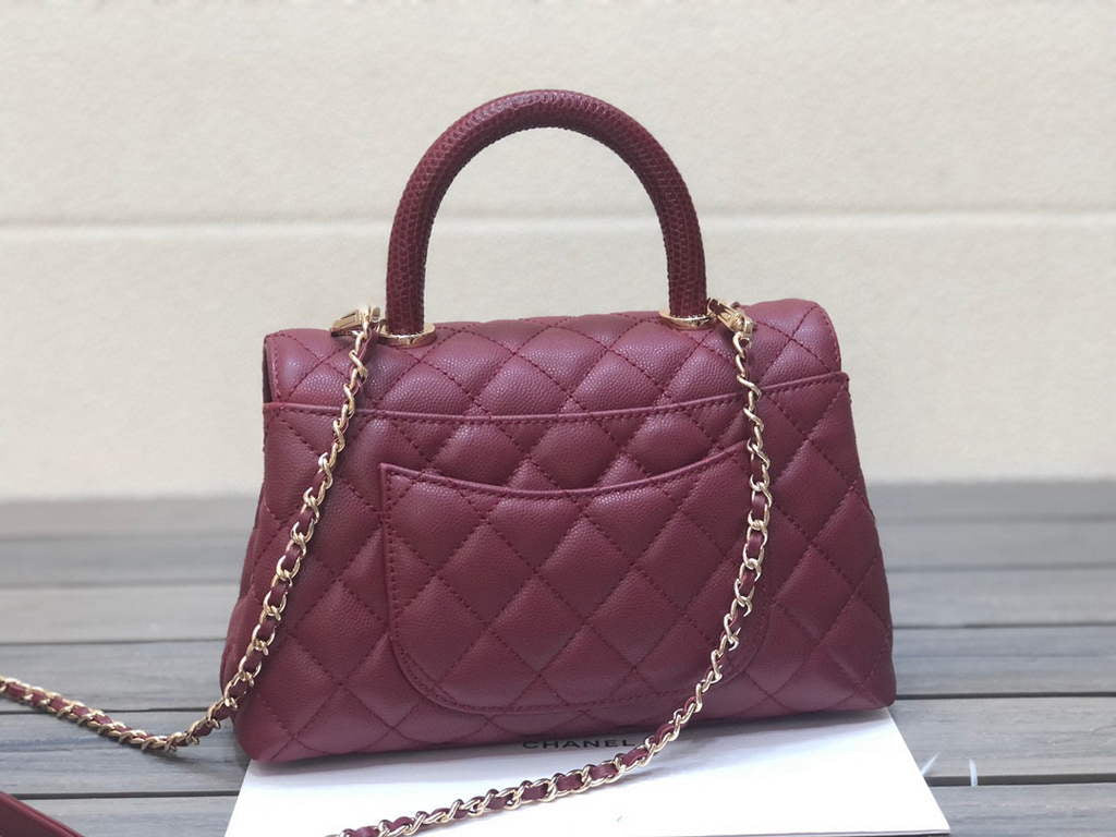 Chanel A92990 Medium Flap Bag With Top Handle Bag Wine Red