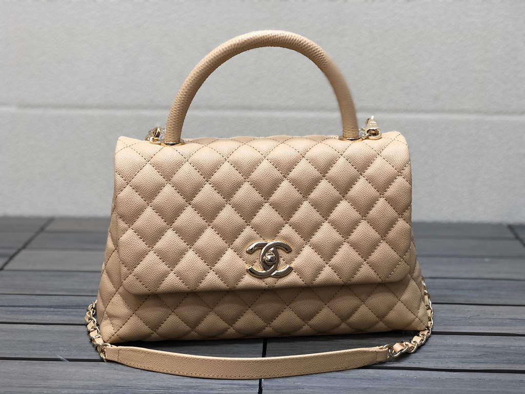 Chanel A92991 Large Flap Bag With Top Handle Bag Apricot