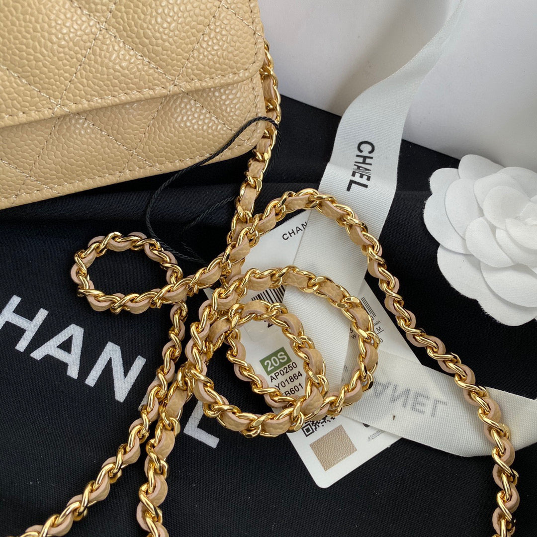 Chanel AP0250 Wallet on Chain Grained Calfskin A33814 apricot Chanel Ap0250 Wallet On Chain Grained Calfskin A33814 Apricot