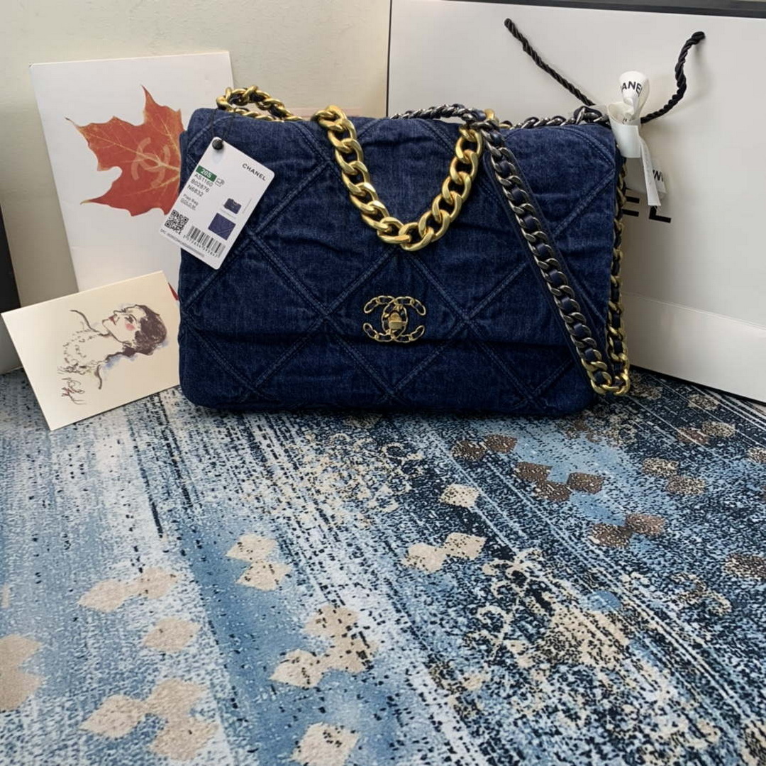Chanel AS1160 Chanel 19 Flap B02511 Tweed? Bag Navy Blue