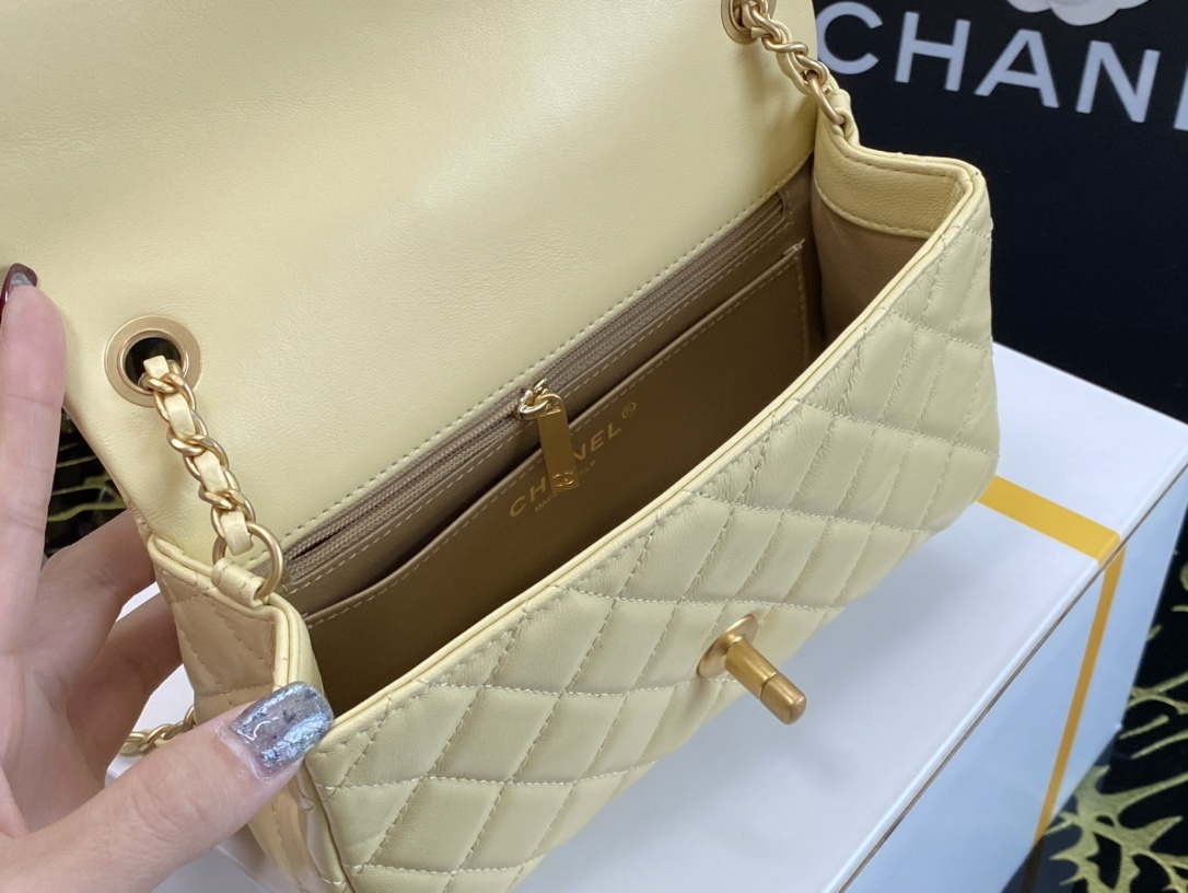 Chanel As1787 Flap Bag NA106 Shoulder Handbag B02916 Lambskin Yellow Chanel As1787 Flap Bag Na106 Shoulder Handbag B02916 Lambskin Yellow