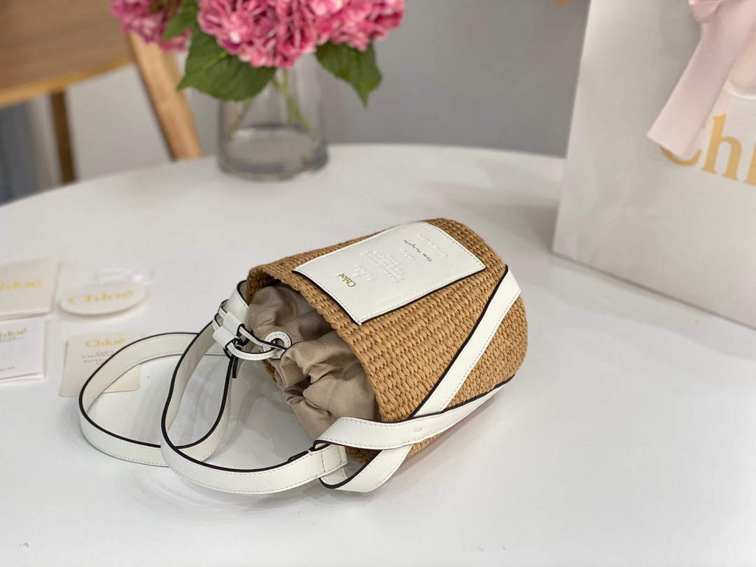 Chloé CHC22SS391G56101 Small Basket Tote Bag White Chloé Chc22Ss391G56101 Small Basket Tote Bag White