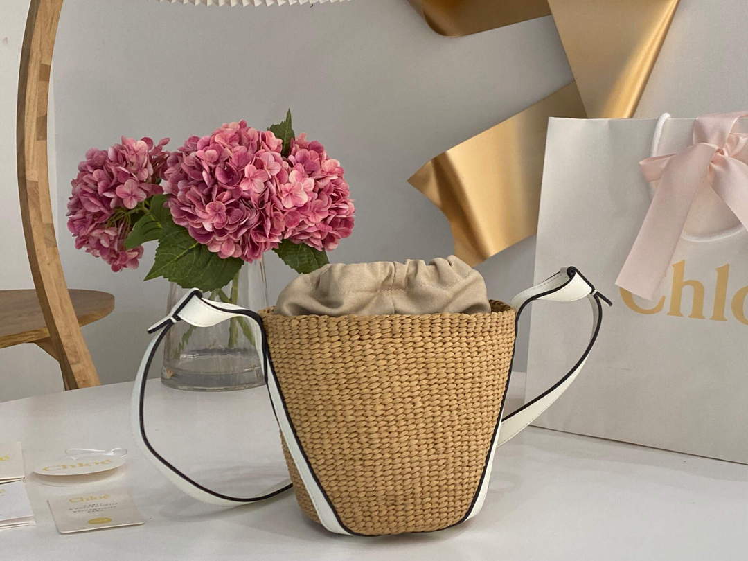 Chloé CHC22SS391G56101 Small Basket Tote Bag White Chloé Chc22Ss391G56101 Small Basket Tote Bag White