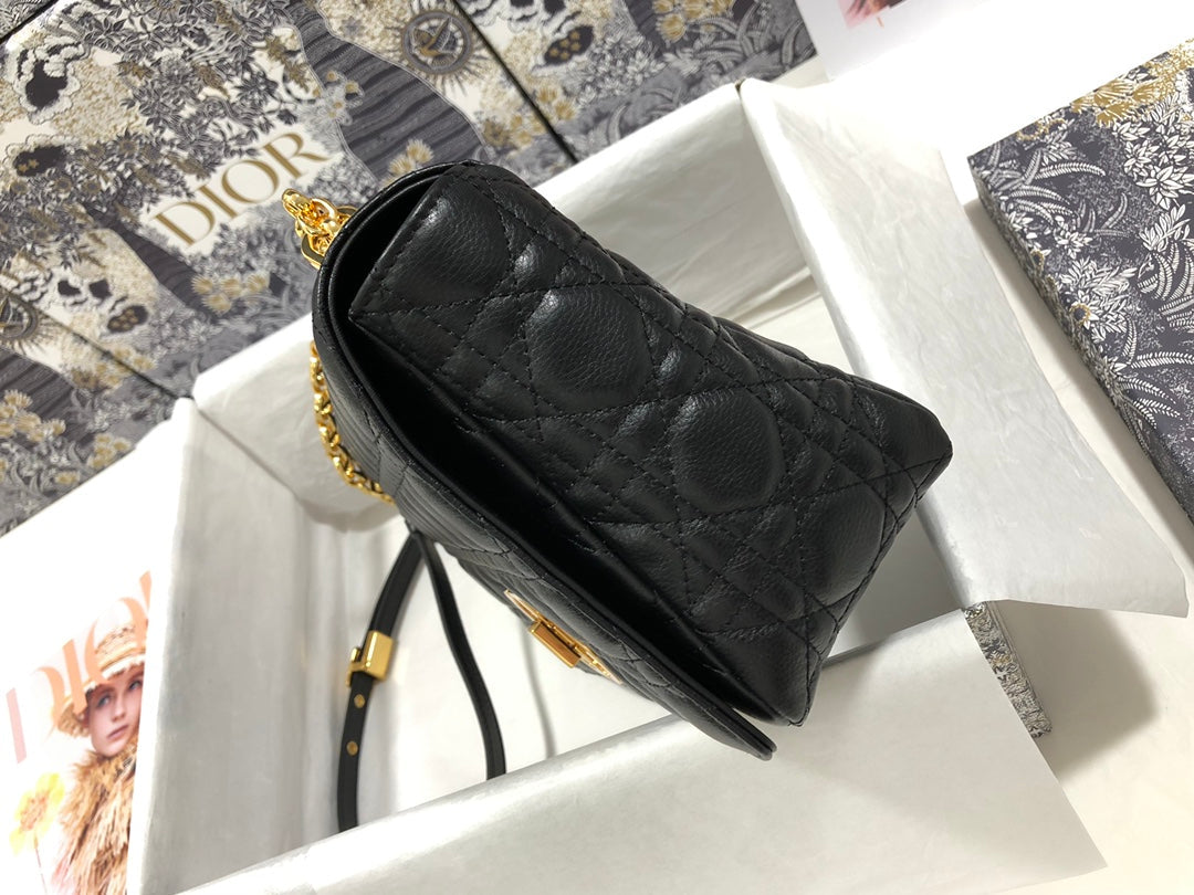Dio rM9243 Large Caro Bag Calfskin black logo gold Dio Rm9243 Large Caro Bag Calfskin Black Logo Gold