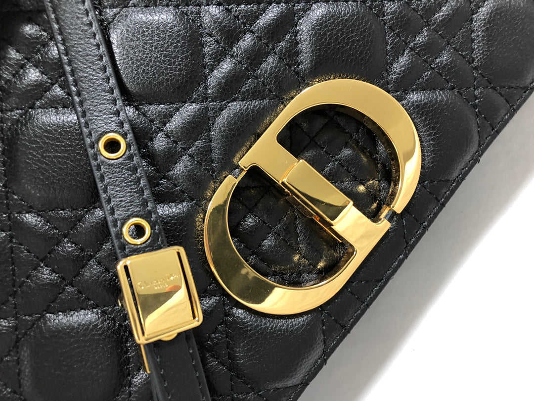 Dio rM9243 Large Caro Bag Calfskin black logo gold Dio Rm9243 Large Caro Bag Calfskin Black Logo Gold