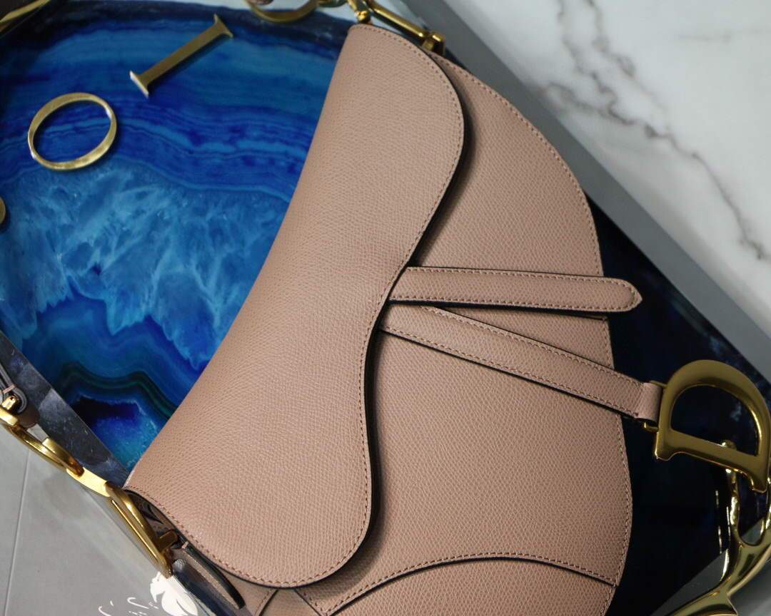 Dior M0446 Dior Saddle Bag M0447 Apricot Grained Calfskin