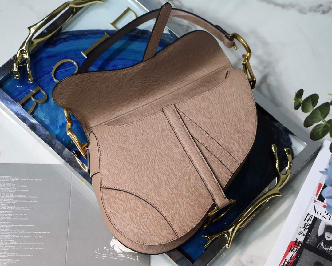 Dior M0446 Dior Saddle Bag M0447 Apricot Grained Calfskin
