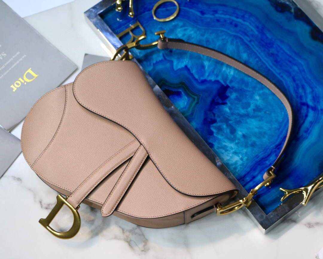 Dior M0446 Dior Saddle Bag M0447 Apricot Grained Calfskin