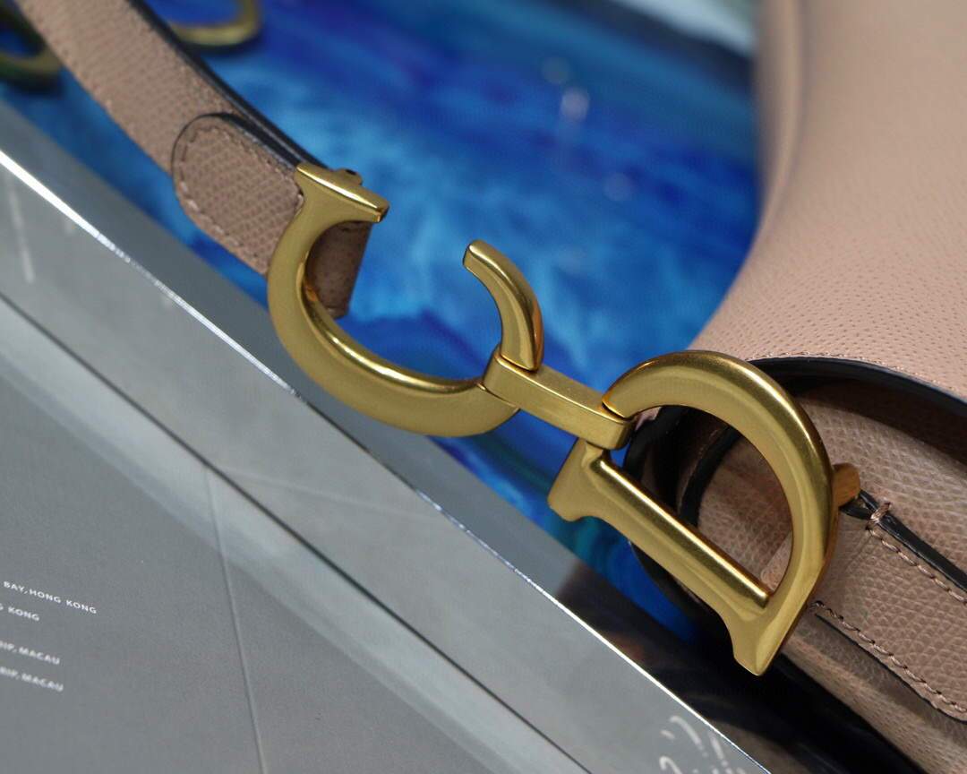Dior M0446 Dior Saddle Bag M0447 Apricot Grained Calfskin