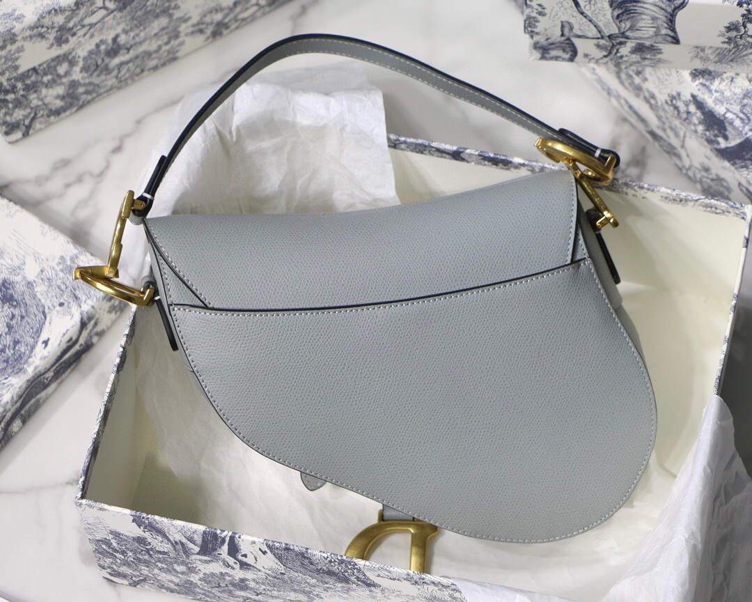 Dior M0446 Dior Saddle Bag M0447 Grey Grained Calfskin