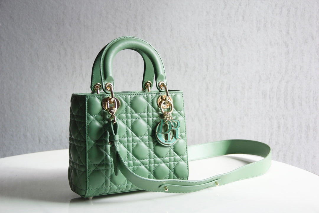 Dior M0531 Small Lady Dior Bag Green Cannage with Green enamel buckle