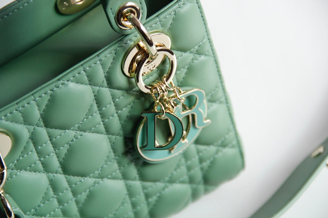 Dior M0531 Small Lady Dior Bag Green Cannage with Green enamel buckle