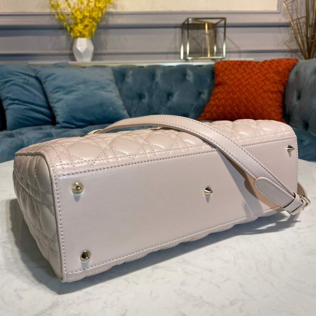 Dior M0566 Large Lady Dior Bag Beige Cannage Lambskin