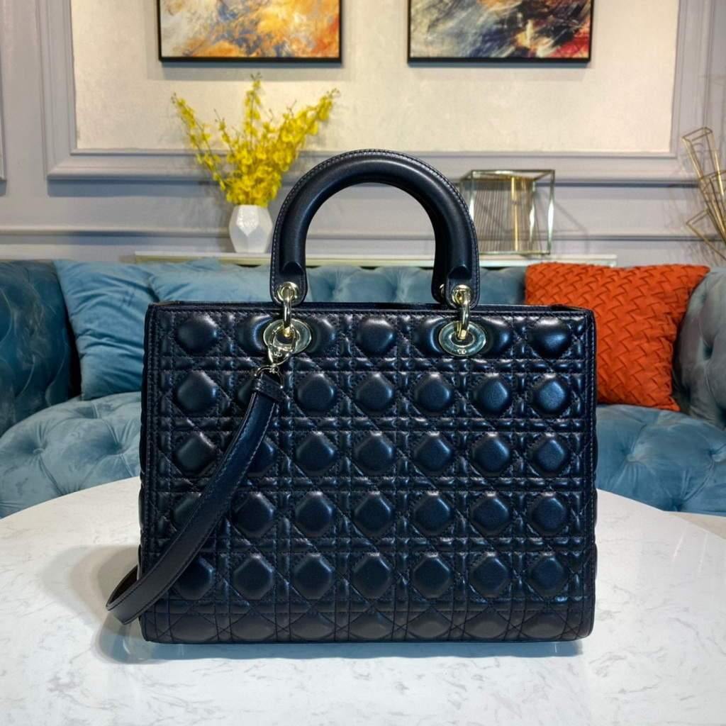 Dior M0566 Large Lady Dior Bag Black Cannage Lambskin