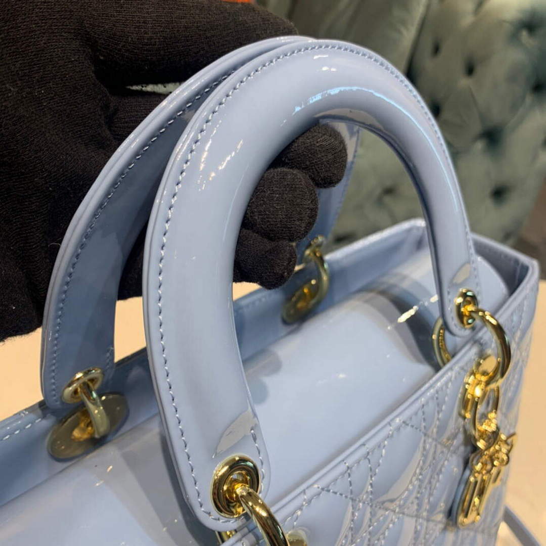 Dior M0566 Large Lady Dior Cannage Calfskin Bag Blue Dior M0566 Large Lady Dior Cannage Calfskin Bag Blue