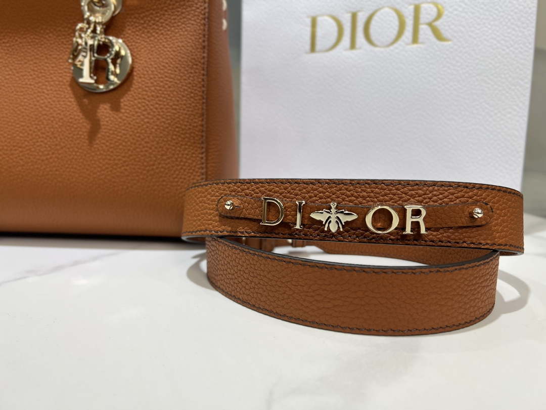 Dior M1151 Medium Lady D-Sire My ABCDior Bag Dark Brandy Bull Leather