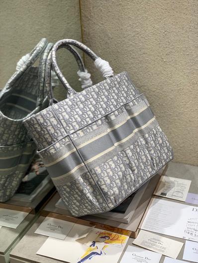 Dior M1279 Catherine Tote Bag Dior Oblique Embroidery Gray