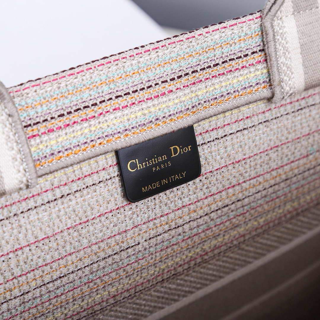 Dior M1286 Dior Book Tote Pink D-Stripes Embroidery