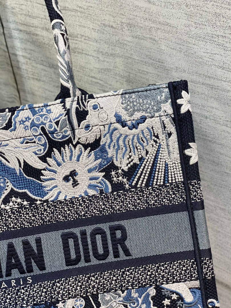 Dior M1296 Medium Book Tote Blue Multicolor Zodiac Fantastico Embroidery