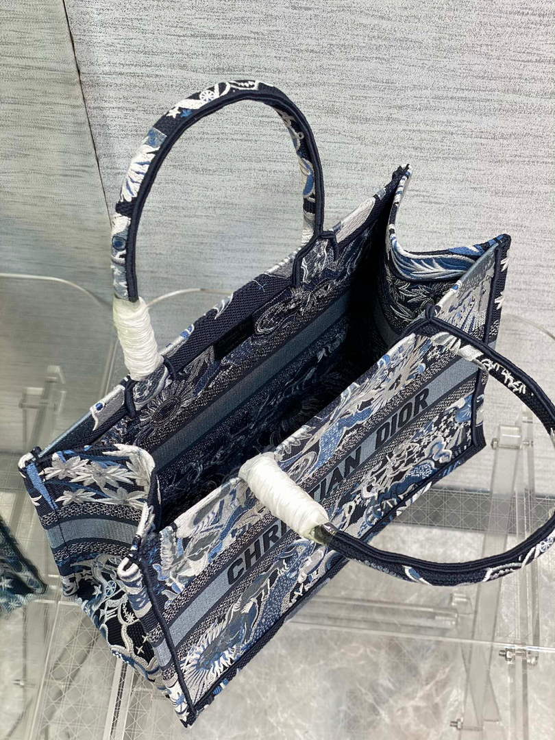 Dior M1296 Medium Book Tote Blue Multicolor Zodiac Fantastico Embroidery