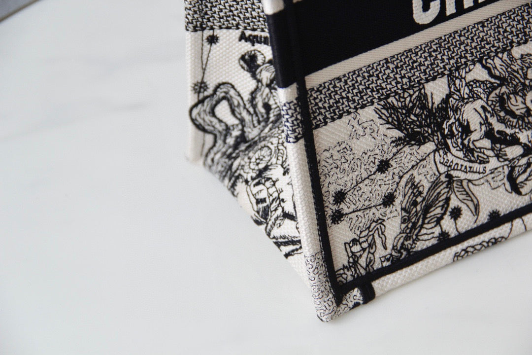 Dior M1296 Medium Book Tote Toile de Jouy Zodiac latte embroidery
