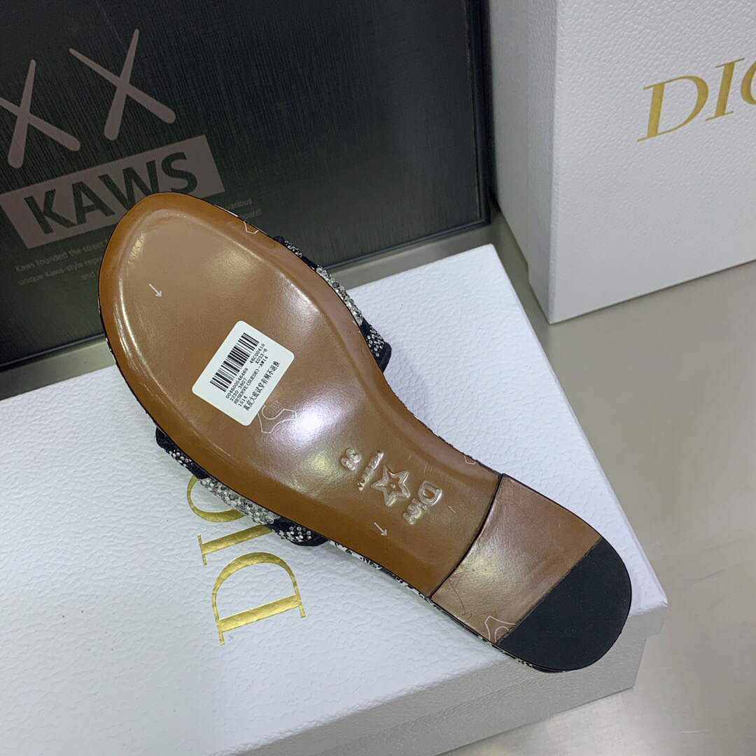Dior Women’s Shoes Diamond Embroidered Dway Slide KCQ209TJE Black