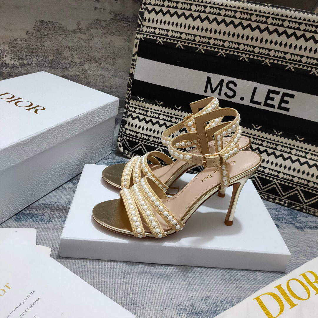 Dior Women’s Shoes dior gem heeled sandal KCQ701PRM Gold
