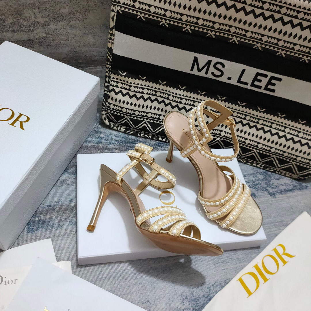 Dior Women’s Shoes dior gem heeled sandal KCQ701PRM Gold