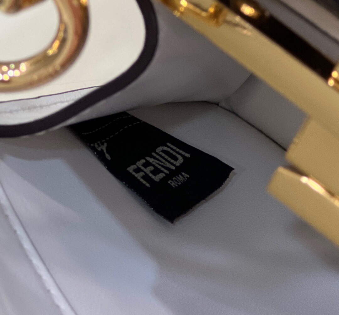 Fendi 8BN335 Peekaboo ISeeU Petite Padded Nappa Leather Bag White