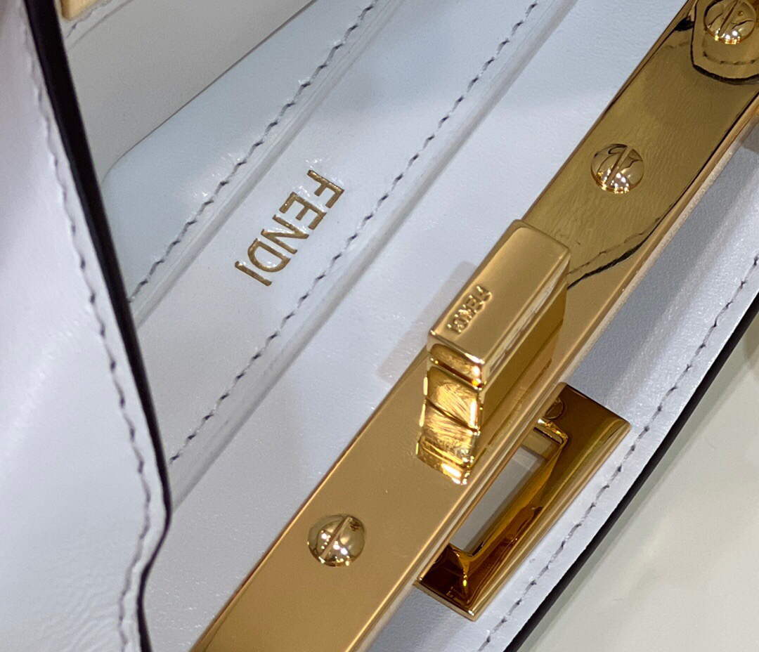 Fendi 8BN335 Peekaboo ISeeU Petite Padded Nappa Leather Bag White