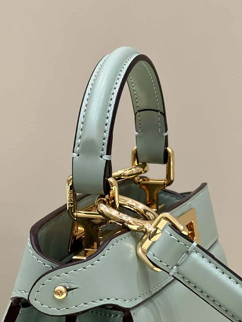 Fendi 8BN335 Peekaboo ISeeU Petite Turquoise Padded Nappa Leather Bag