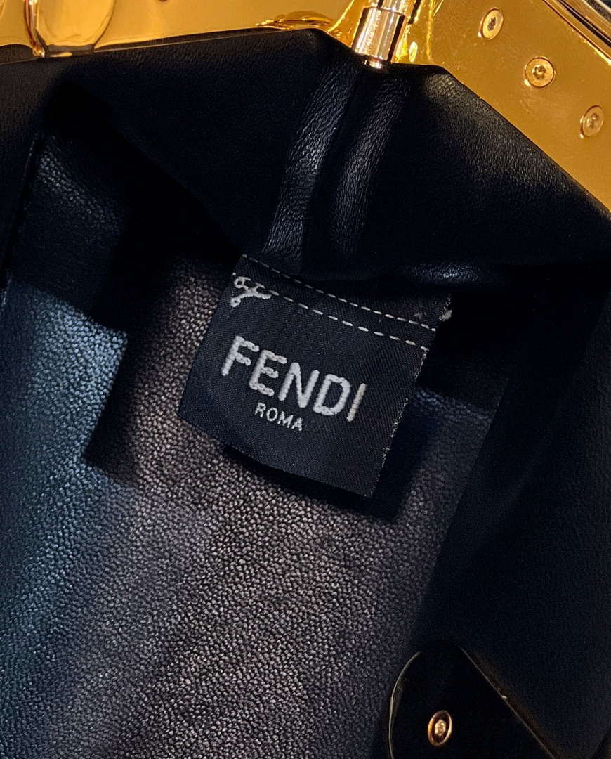 Fendi 8BP129 FENDI FIRST Small Black Crocodile leather bag