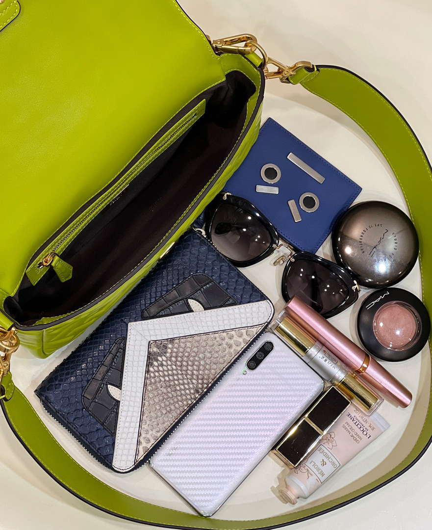 Fendi 8BR600 Baguette Medium Lemon green leather 0135M bag